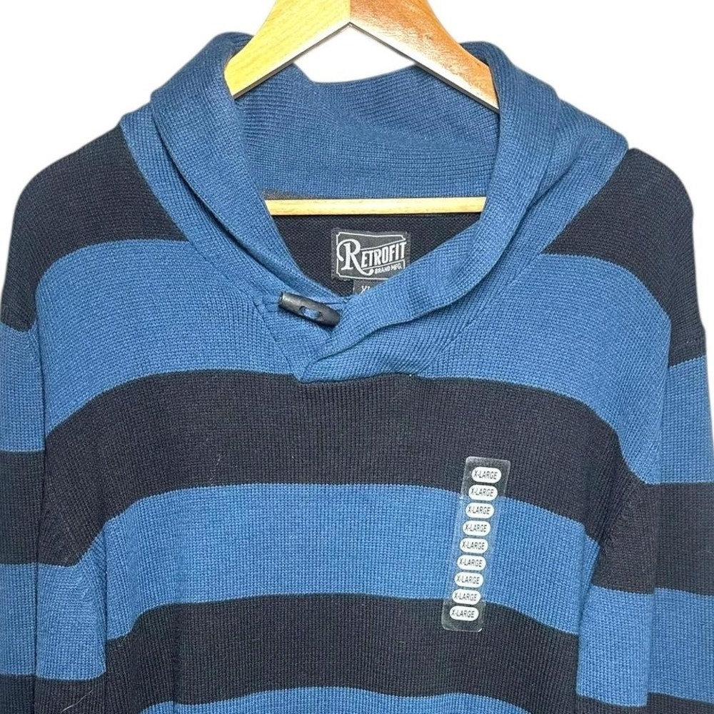 Retrofit Brand‎ Mens Striped Shawl Collar Sweater Knit Button Pullover XL